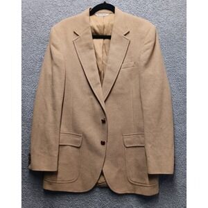 PBM Men's 100% Camel Hair Blazer Jacket Tan Brown Size L Classic Fit Business